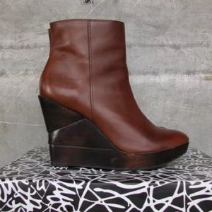 DVF Opalista Leather and Wood Booties